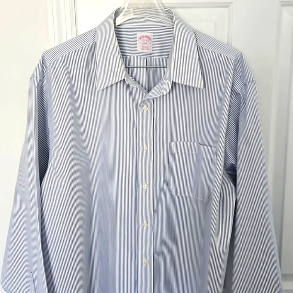 BROOKS BROTHERS 346 Men's Dress Shirt  Pinstripe Size 17 1/2-6/7